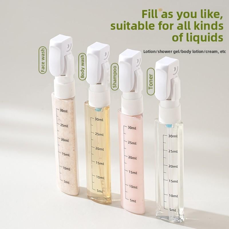 4-in-1 Portable Cosmetic Shampoo Dispenser Storage Bottle Plastic Travel Friendly Compact Design for Easy Carrying