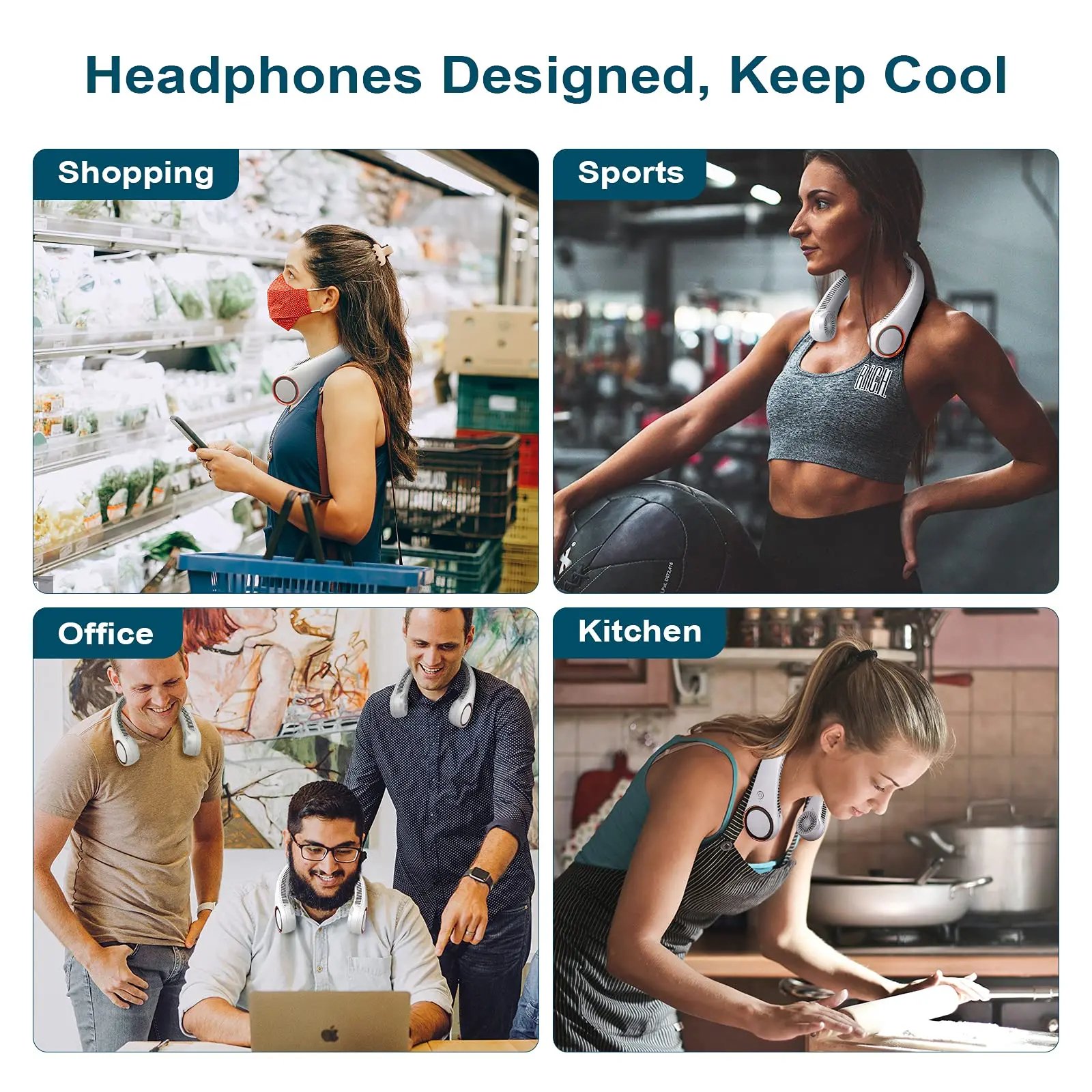 Neck fan used for shopping sports office and kitchen