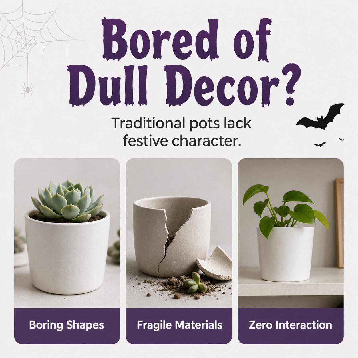 Whimsical Halloween resin planter characters