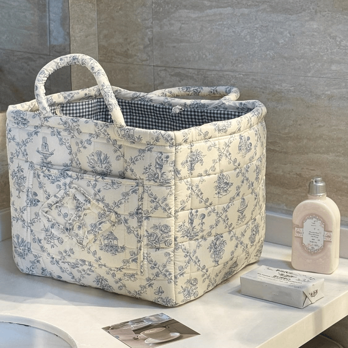 Floral Quilted Basket used for everyday storage