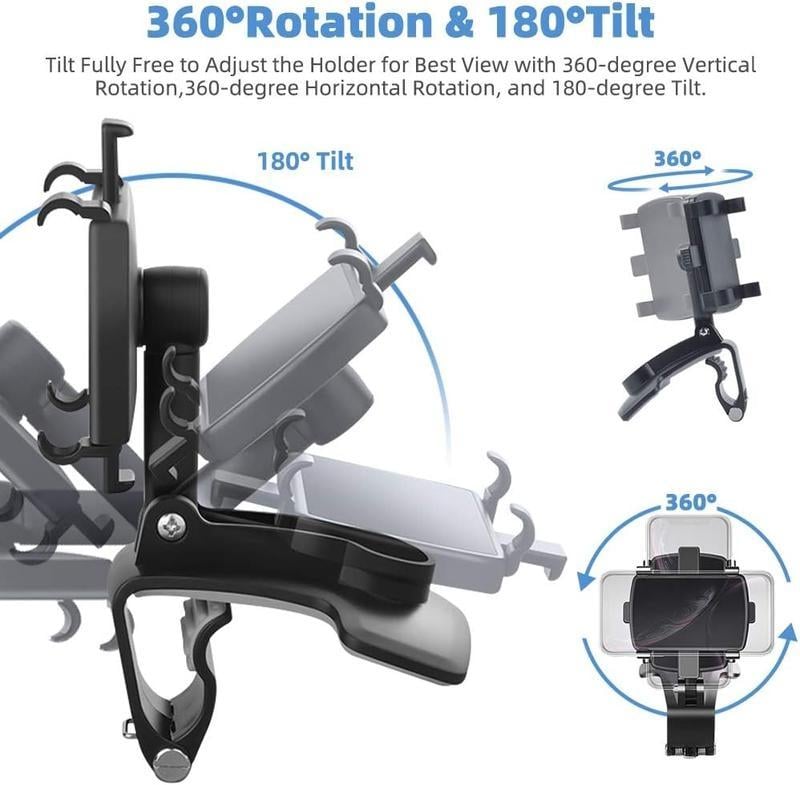 Product Introduction of 360 Degree Rotation Dashboard Car Phone Holder - Multifunctional One Hand Operation Clip Design Phone Mount Suitable 4-7 inch phones - Car accessories 19