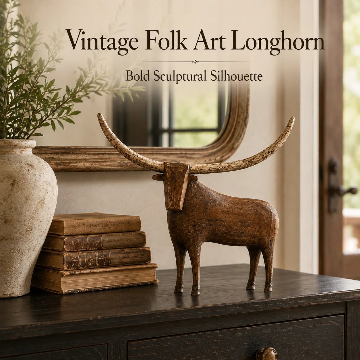 Longhorn bull sculpture silhouette