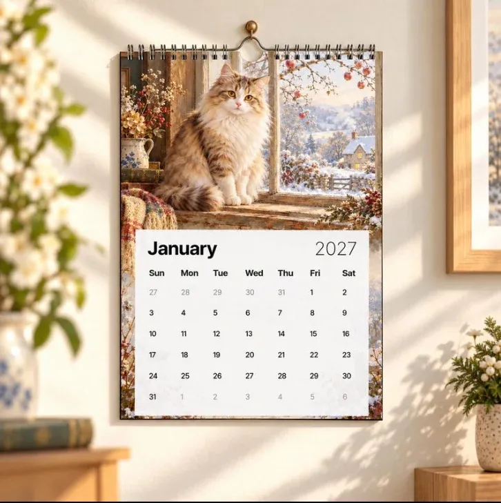Cottage cats calendar interior pages