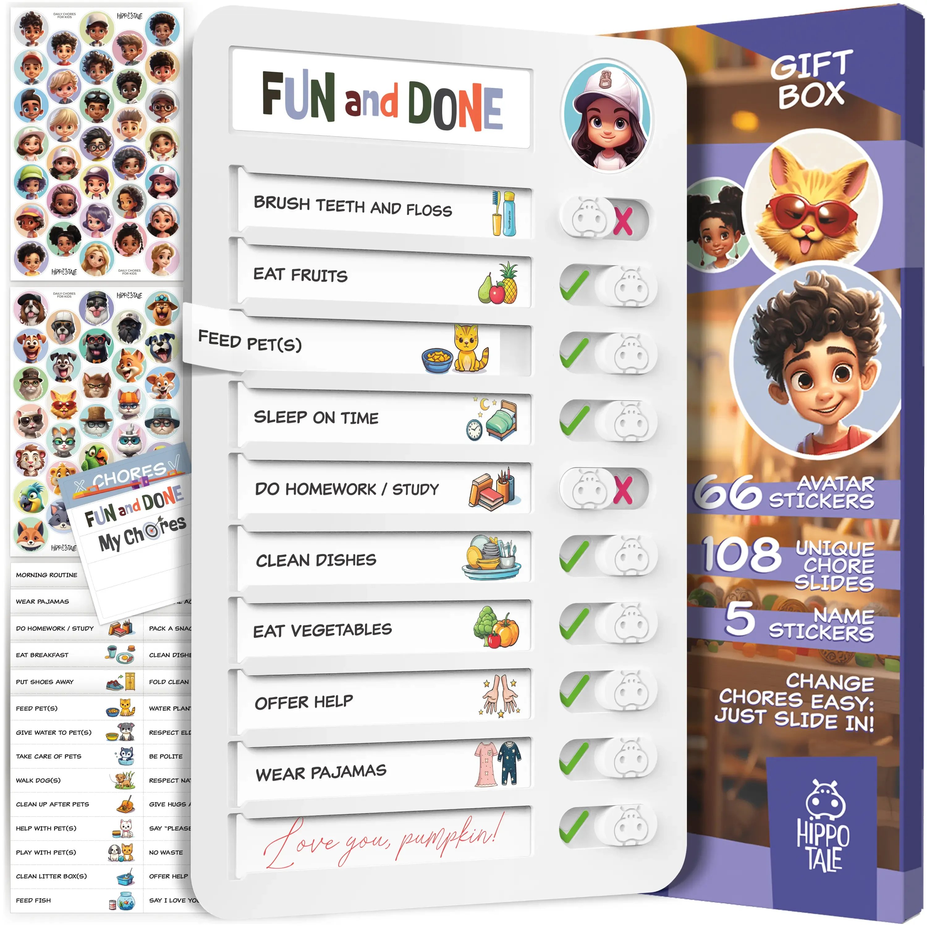 Child using magnetic daily routine chart