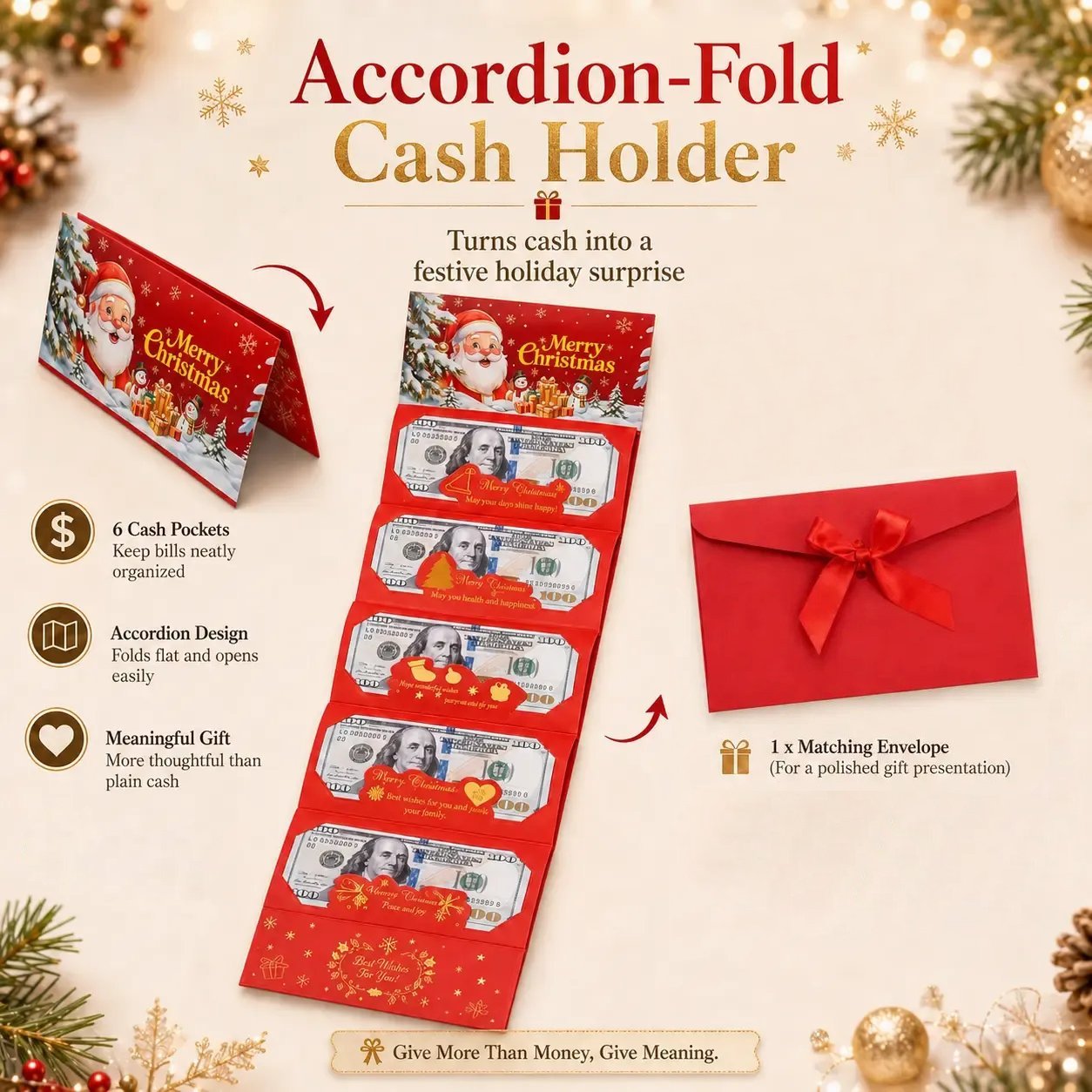 Matching satin‑bow red envelope included