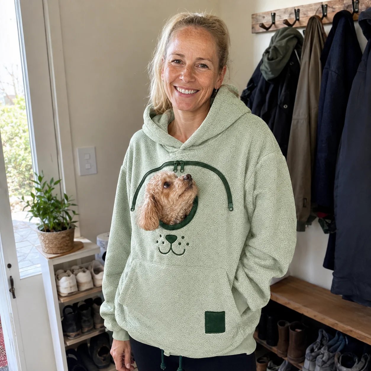 Cozy fleece pet cuddle pouch