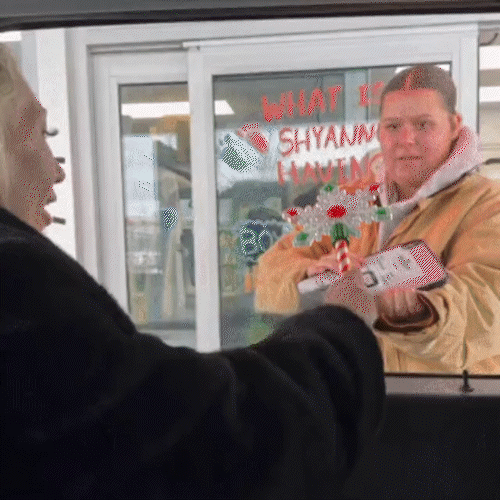 Christmas wand being used at checkout