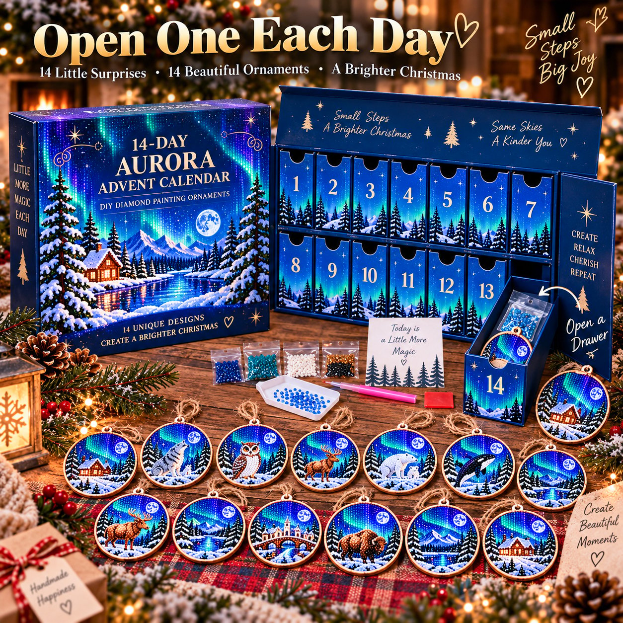 All 14 Aurora diamond painting ornaments