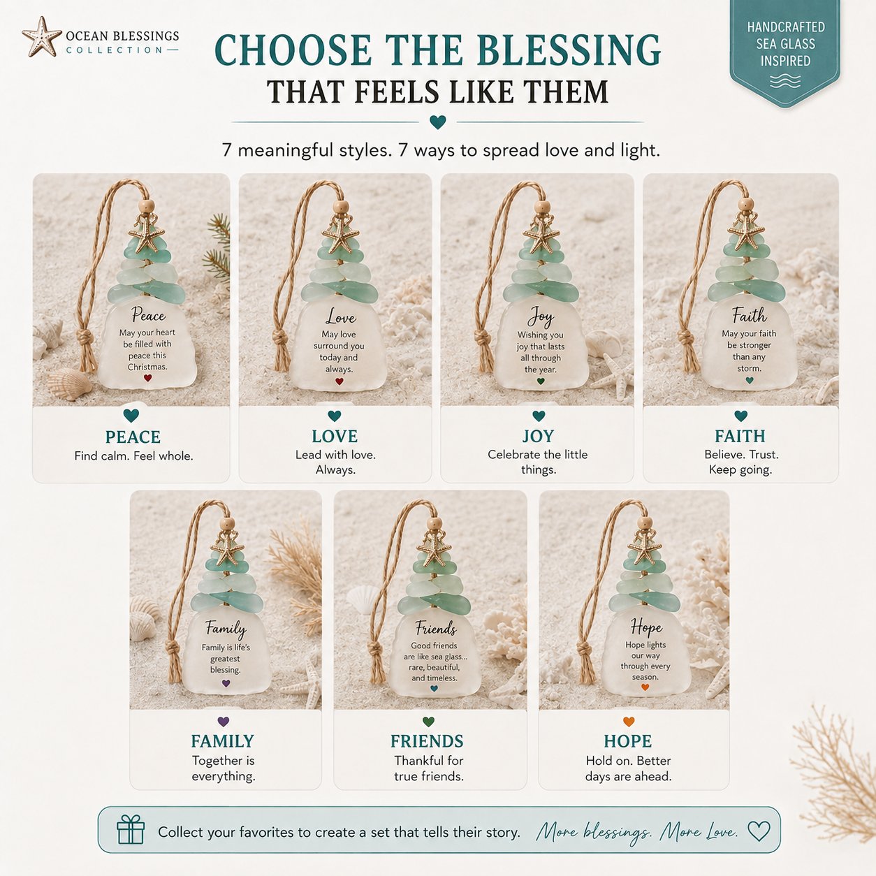 Seven Ocean Blessings Christmas ornament styles