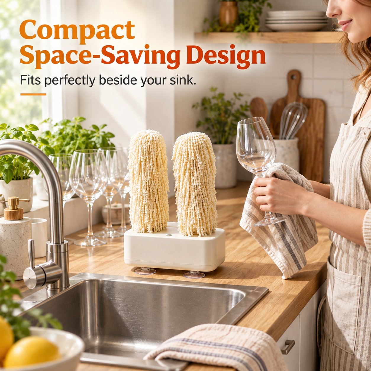 Compact countertop glass cleaner design
