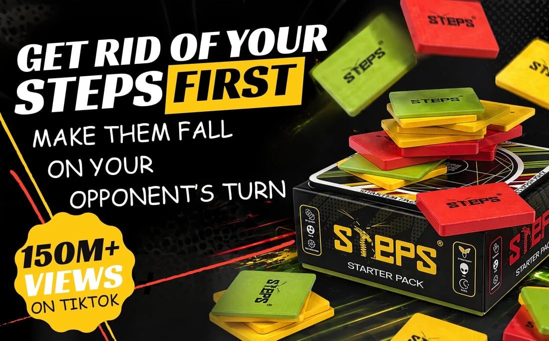 STEPS dexterity game – stacking skill game for parties and game nights