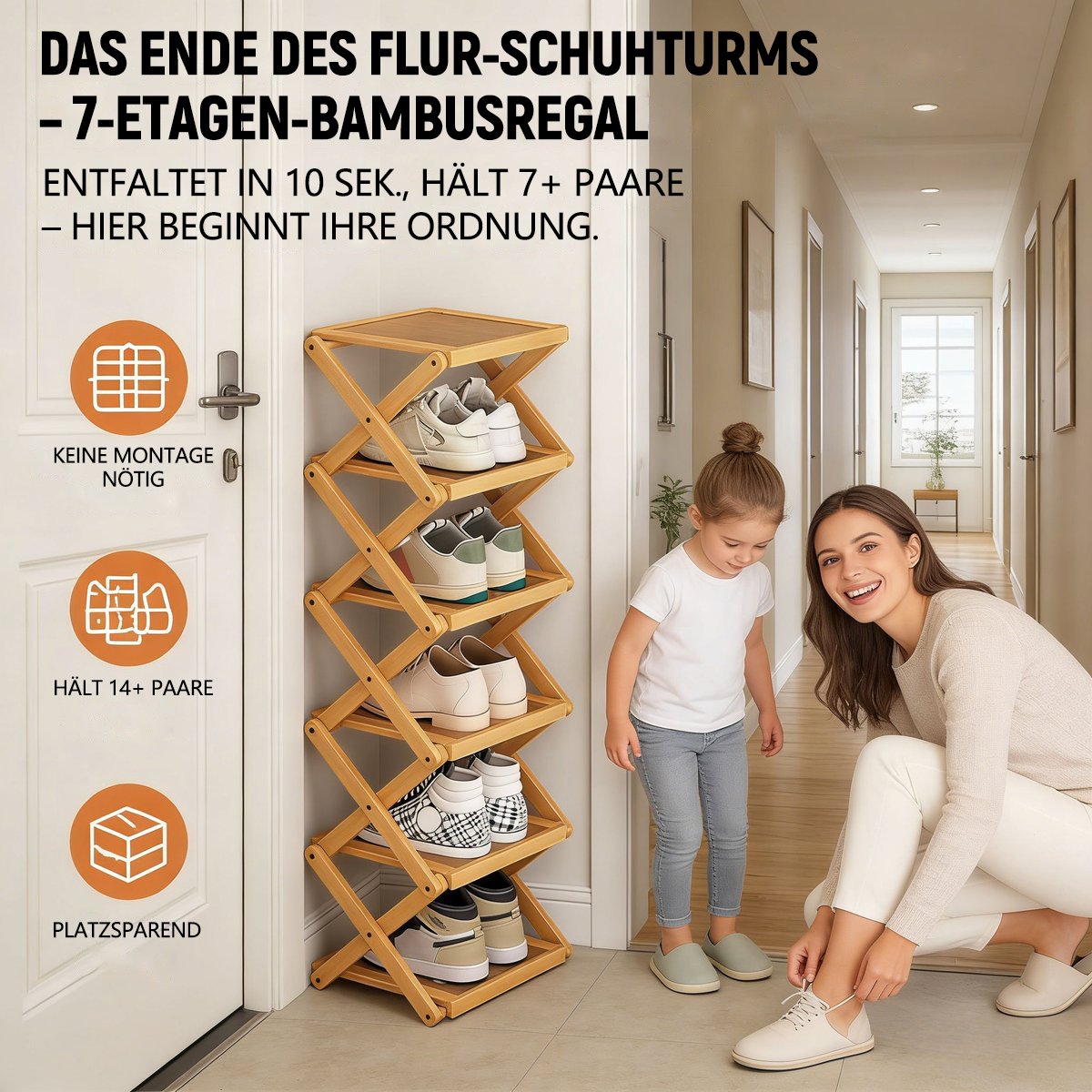 Bambus-Storage-Regal ohne Montage!🌿👟