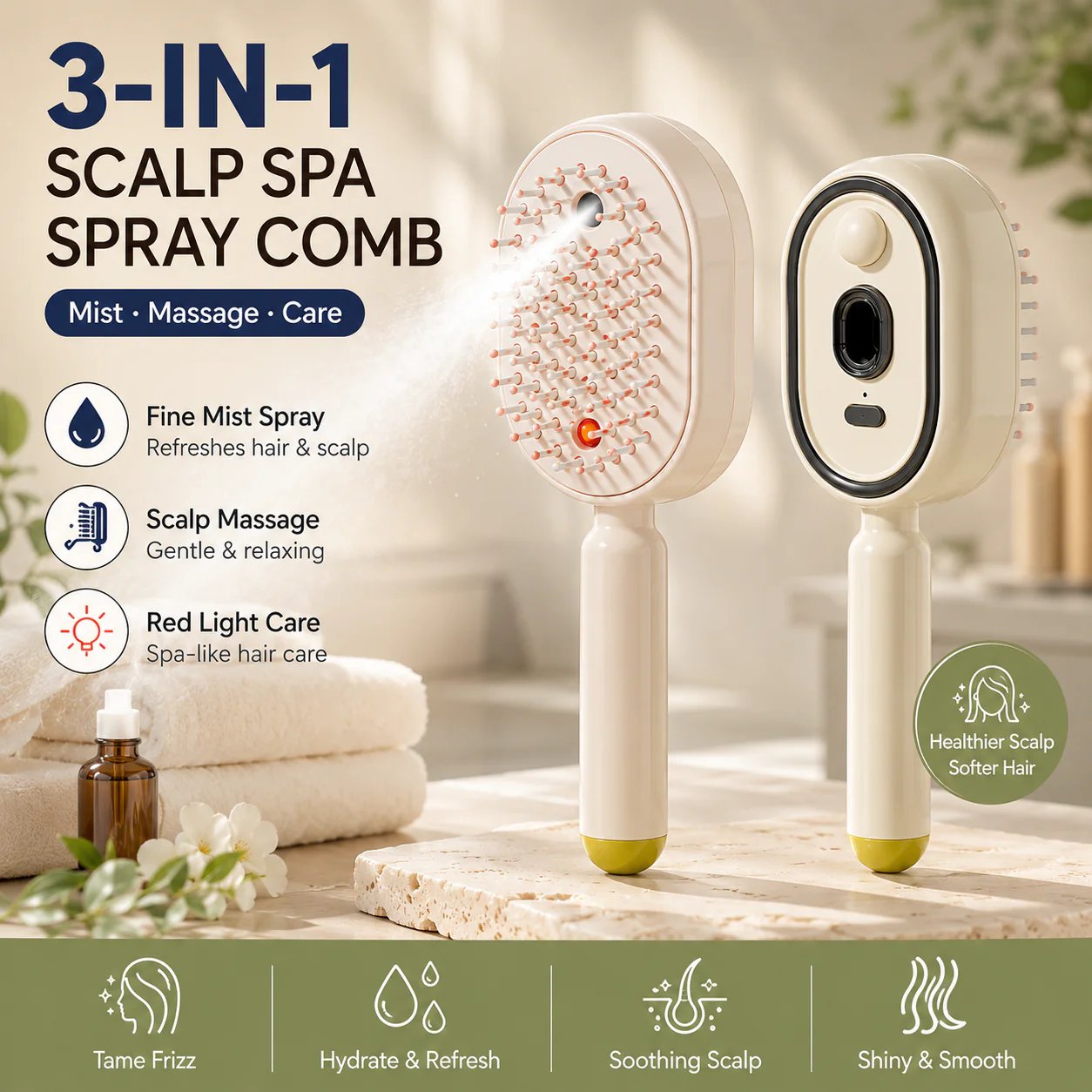 Fine mist spray comb refreshing dry and frizzy hair