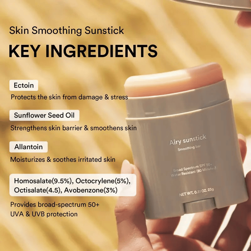 Airy Sunstick key ingredients and SPF filters