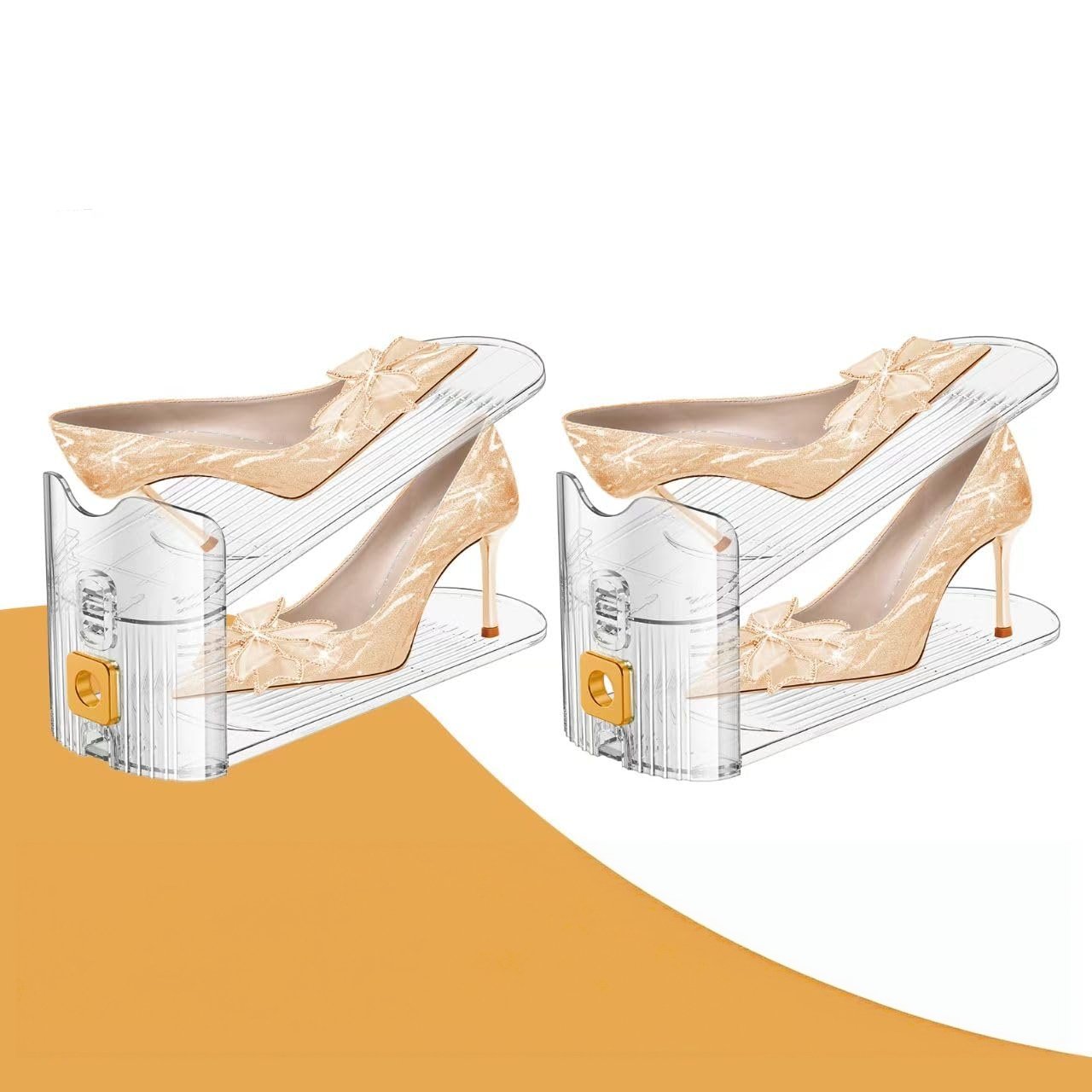 Double Layer Clear Shoe Slots Organizer 2 Pack