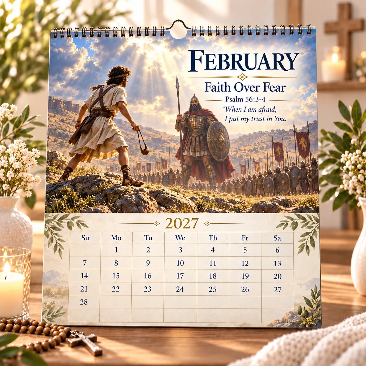 February 2027 calendar page — Faith Over Fear