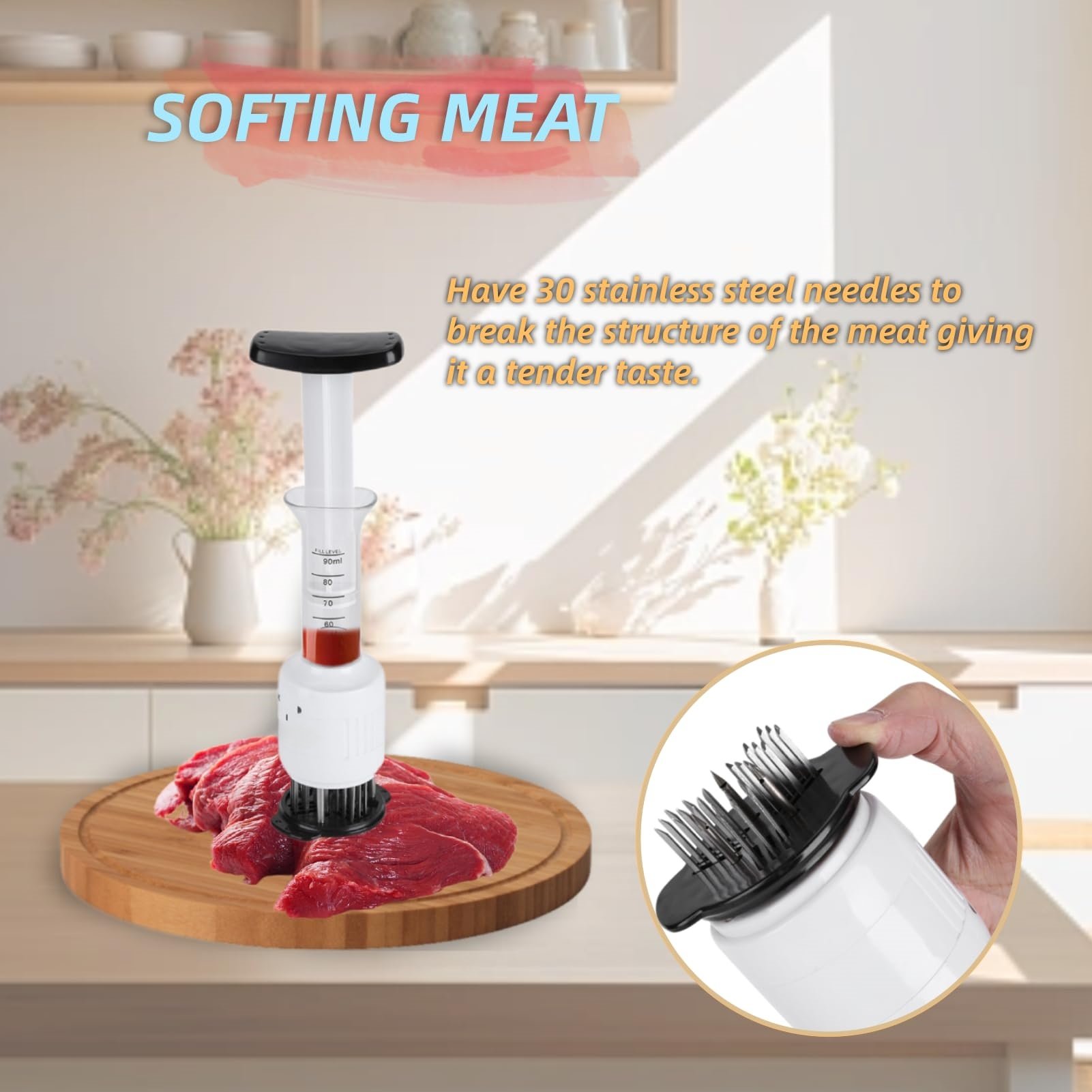 2-in-1 meat tenderizer and marinade injector