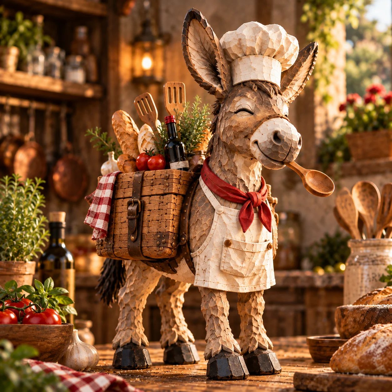 Stubborn Little Chef donkey kitchen figurine