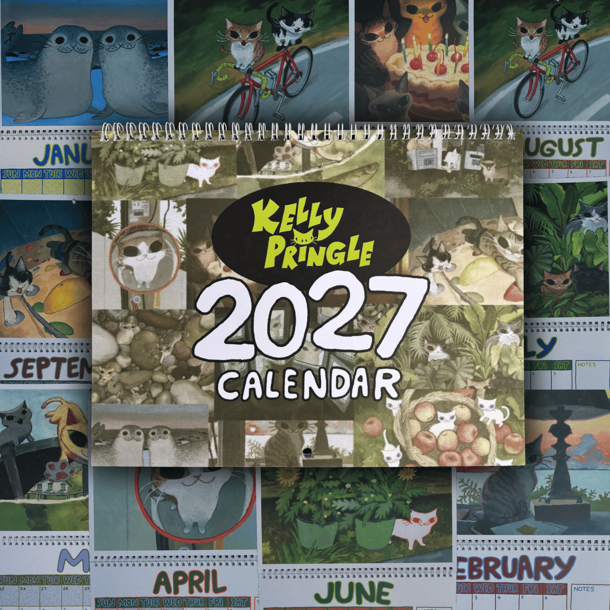 Kelly Pringle 2027 illustrated cat wall calendar