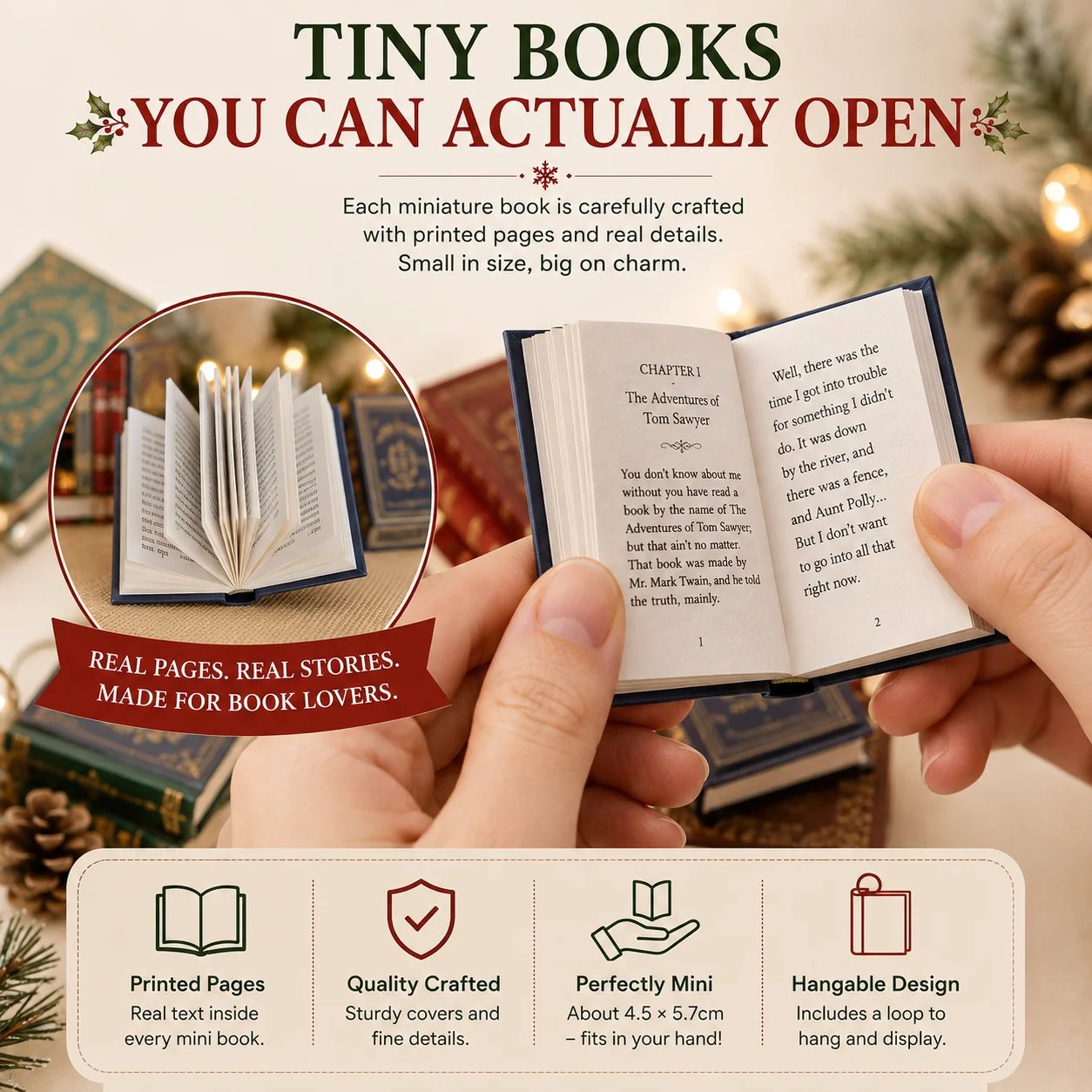 Openable miniature book details