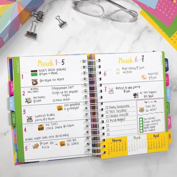 Planner weekly writing layout