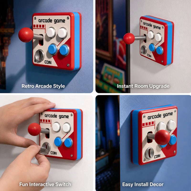 Retro arcade wall switch panel display