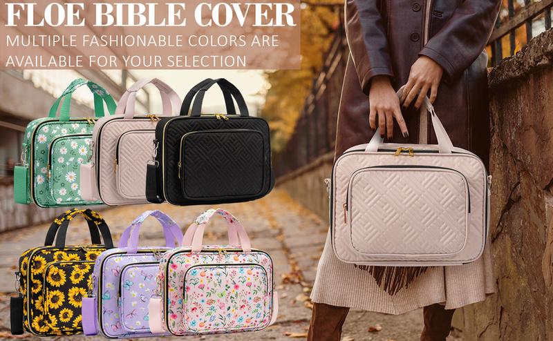 Floe Bible Cover for Women, Large Bible Bag w/ Shoulder Strap, Book Carrying Case with Bible Highlighters & Tabs, Bibles for Women, Bible Study, Bible Journaling & Bible Decorating, Christmas Christian Gifts