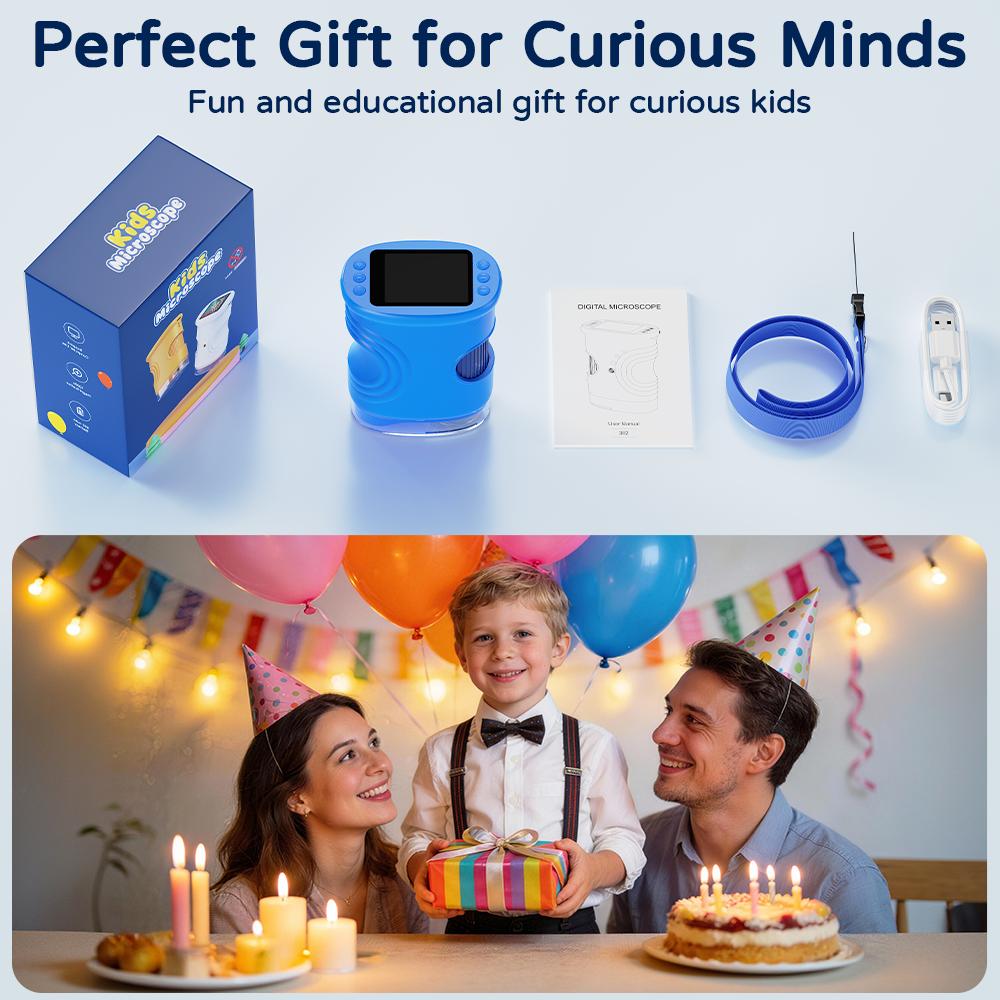 【2026 Upgrade】Aspoven 1000X Handheld Microscope for Kids with 4K 2.0" Screen, Photo & Video Camera, Rechargeable and Portable, a Fun STEM Gift & Birthday Present for Ages 3+