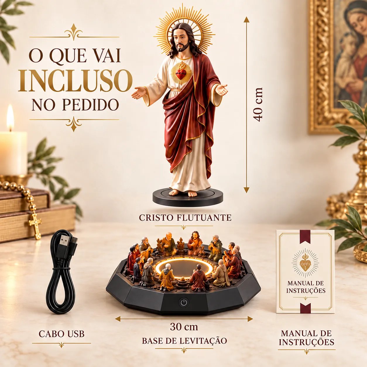 40 cm Floating Christ LED Display