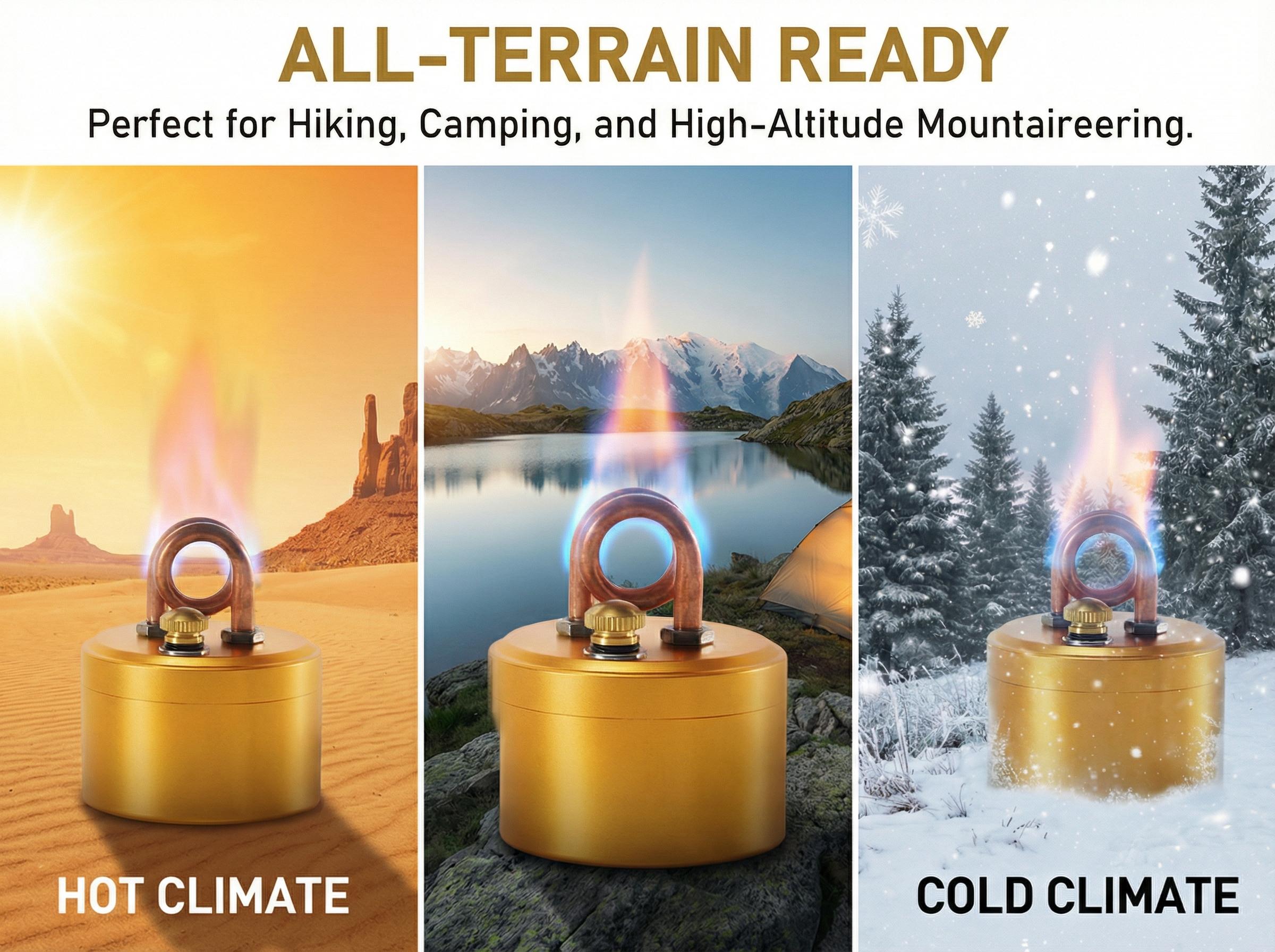 Self-Pressurized Alcohol Stove, Lightweight Aluminum & Copper Burner for Hiking & Survival Camping, High-Efficiency Cooking with Windproof Stand, Camping Accessories, Copper Tube, Compact And Portable, Aluminium, Camping Equipment, Portable Kitchen