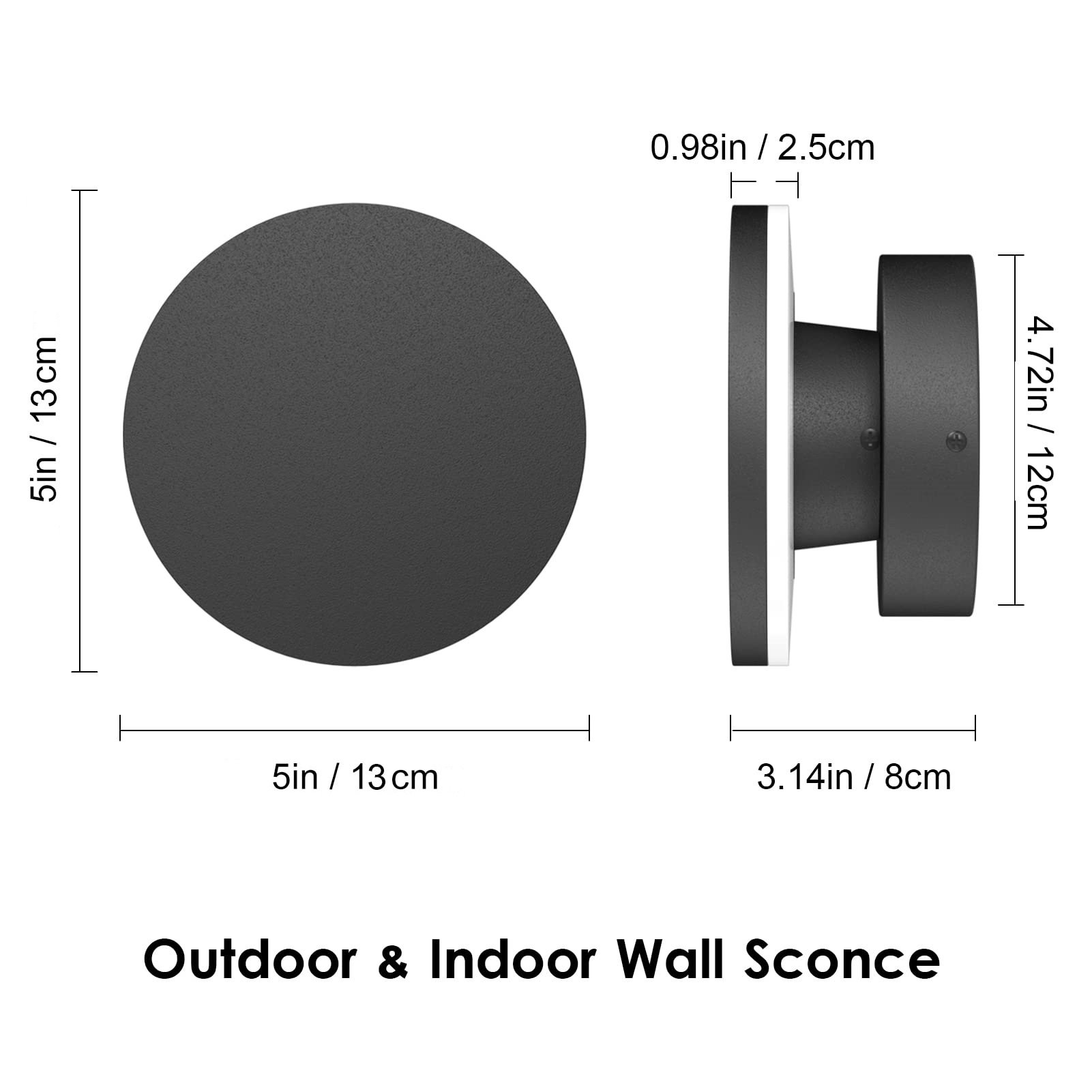 Diagram showing the dimensions of the wall sconce.