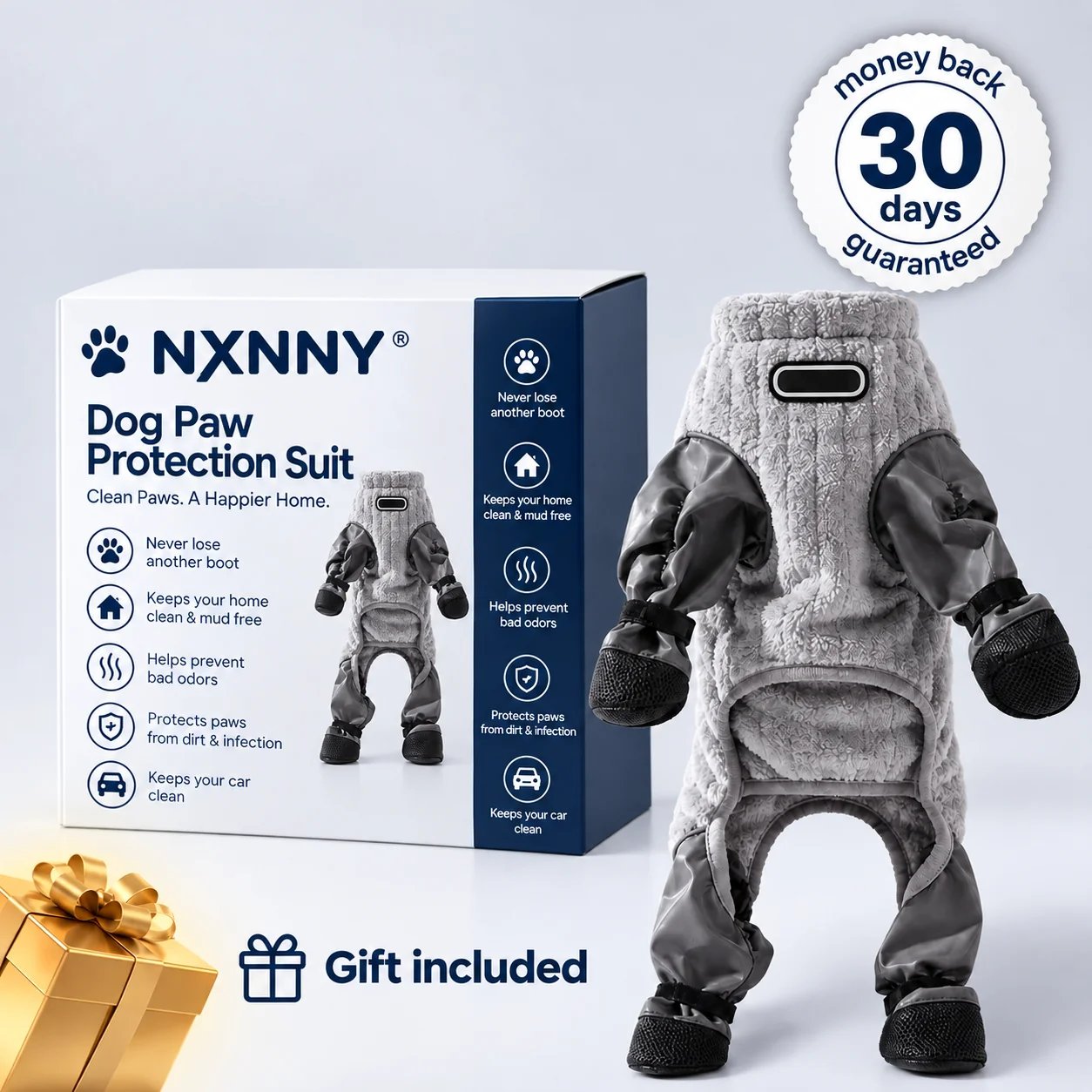 NXNNY Dog Paw Protection Suit with built-in paw covers