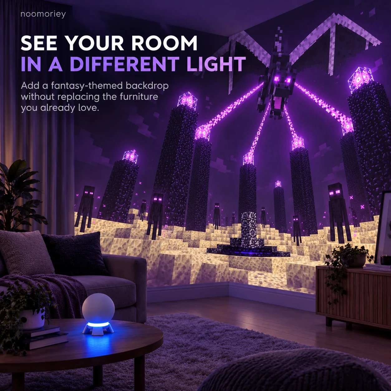 Voxel fantasy projector in living room