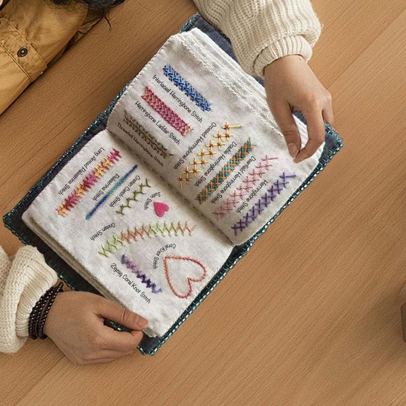 Portable All-Scenario Embroidery Stitch Book + Professional Sewing Kit | Includes 18-Colored Threads, Scissors, Seam Ripper, Measuring Tape, Needles & More Sewing Essentials – 86PCS Complete Set for Beginners & Enthusiasts, Portable & Travel-Friendly