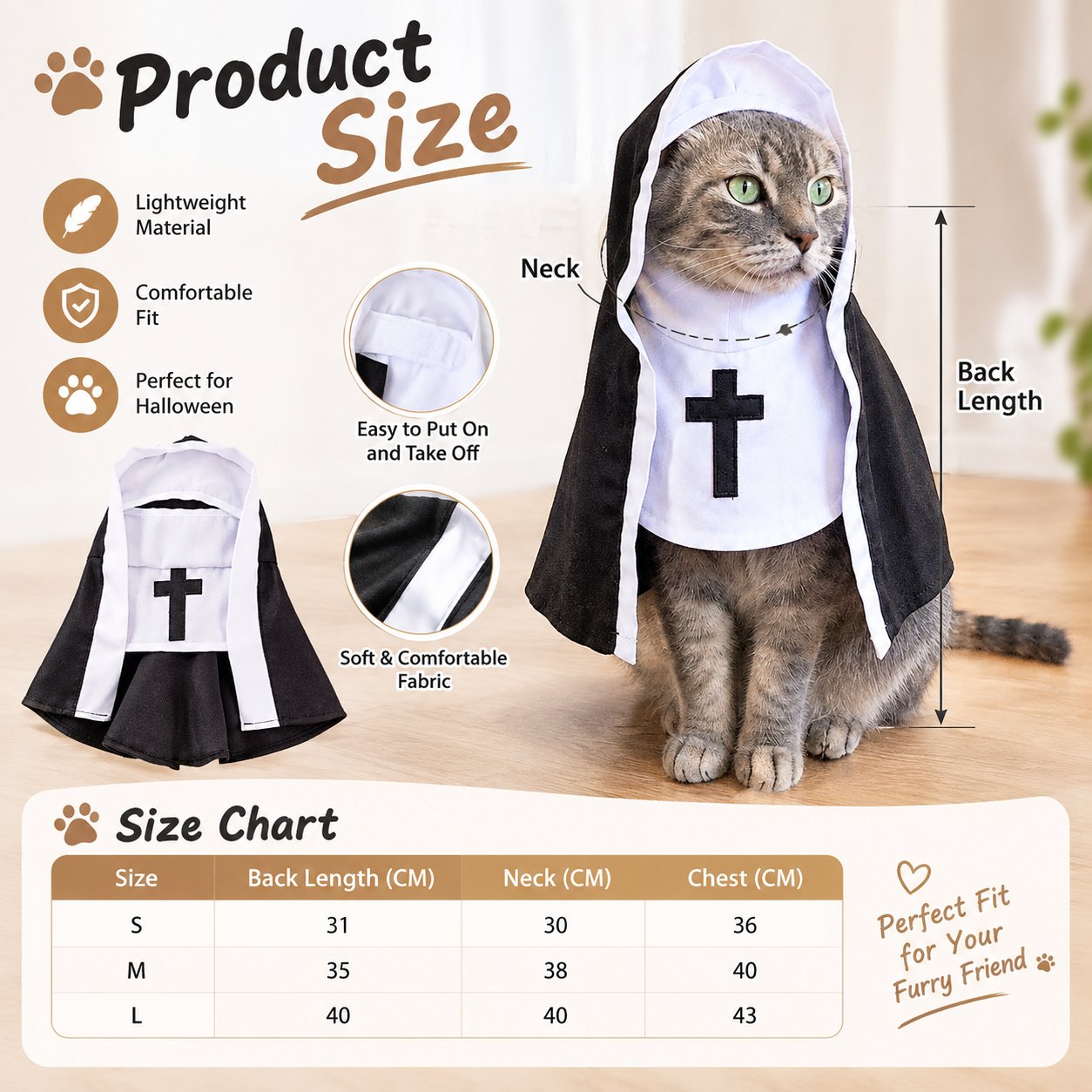 Holy Cat nun costume product details