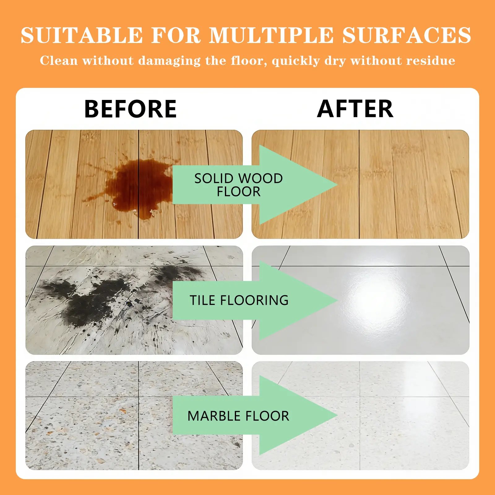 Before and after on different floors