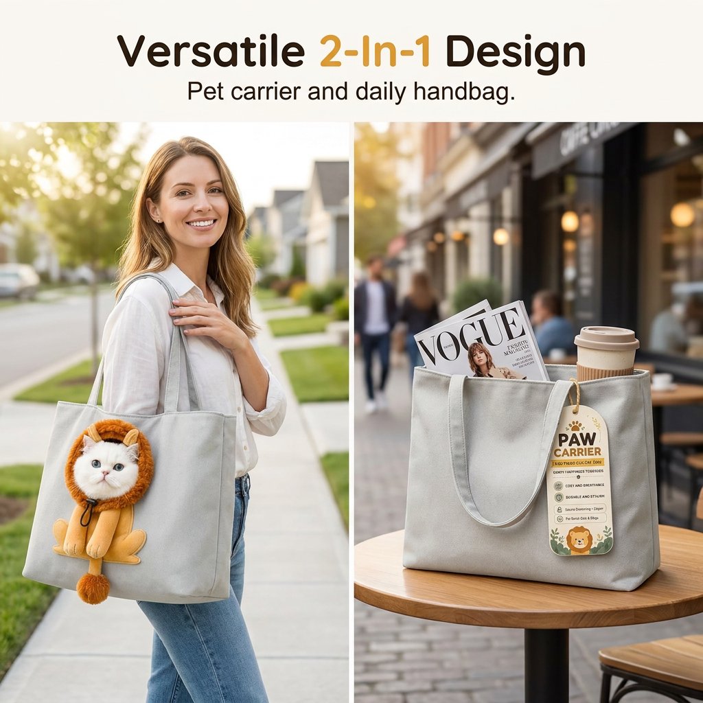 2-in-1 pet carrier and tote bag