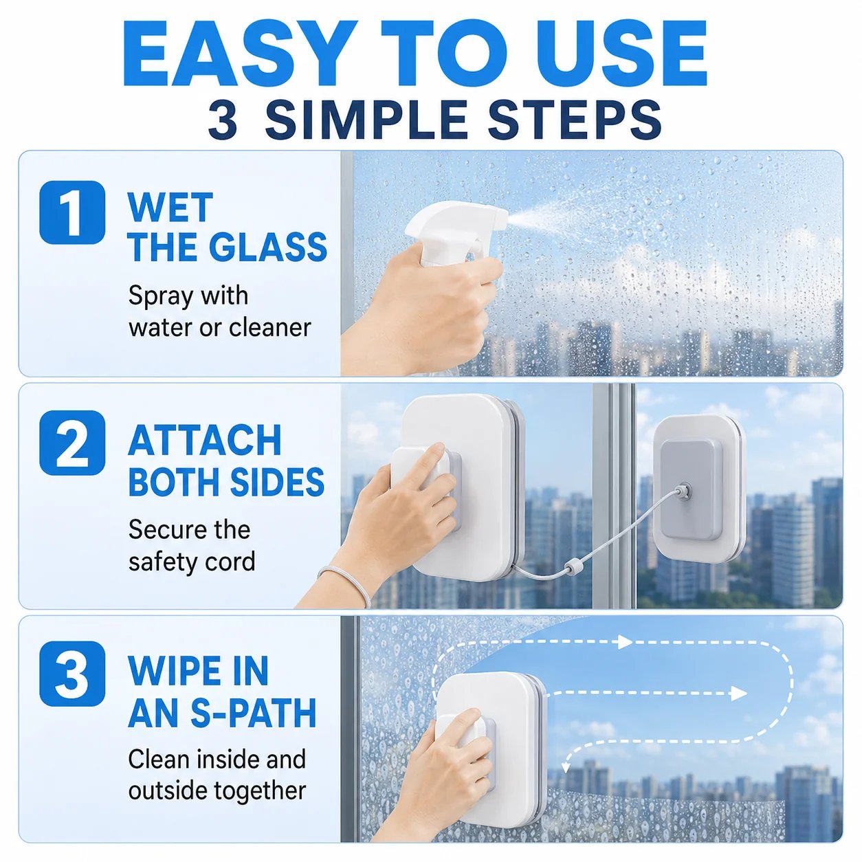 S-shape wiping motion demonstration