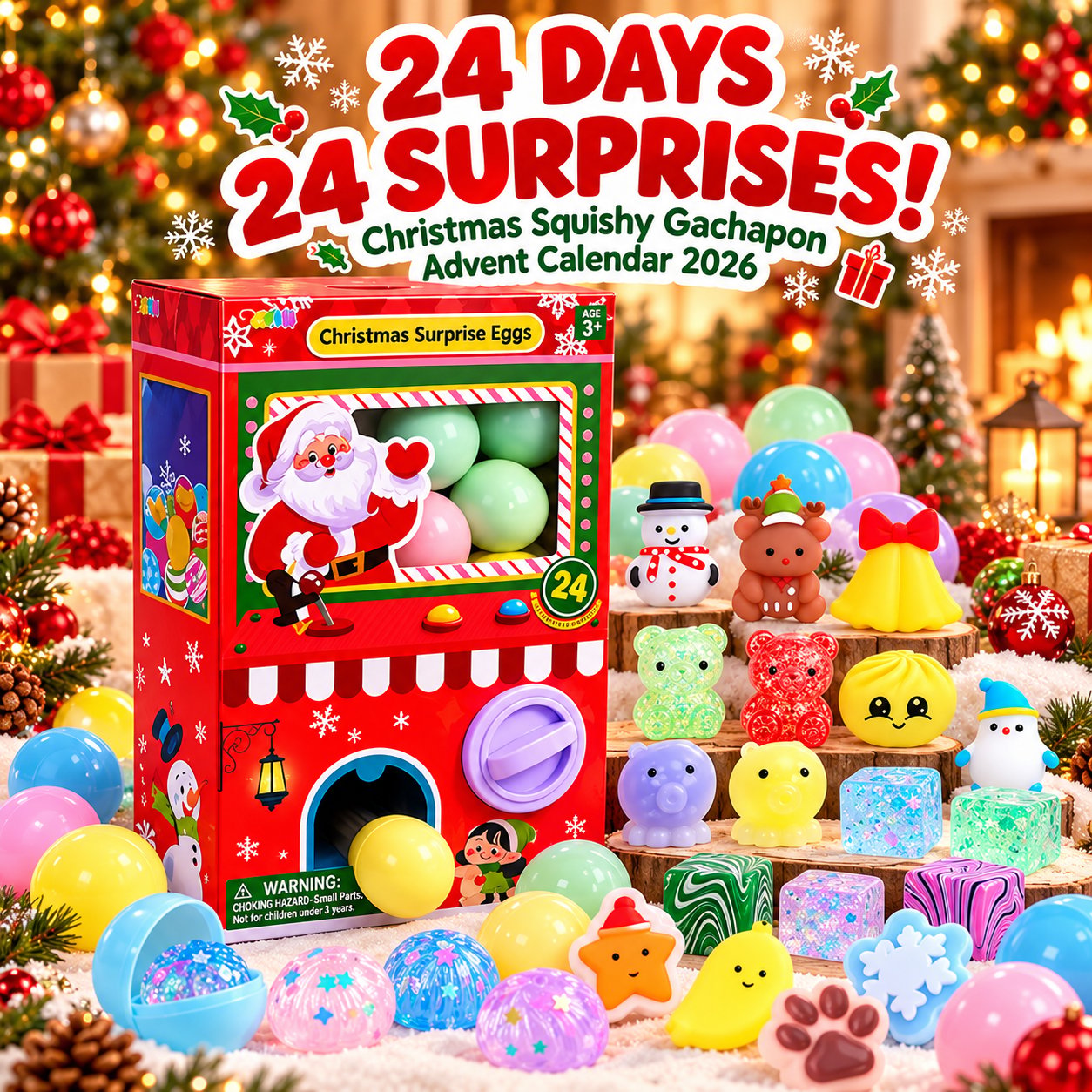 Christmas squishy gachapon Advent calendar with 24 surprise capsules
