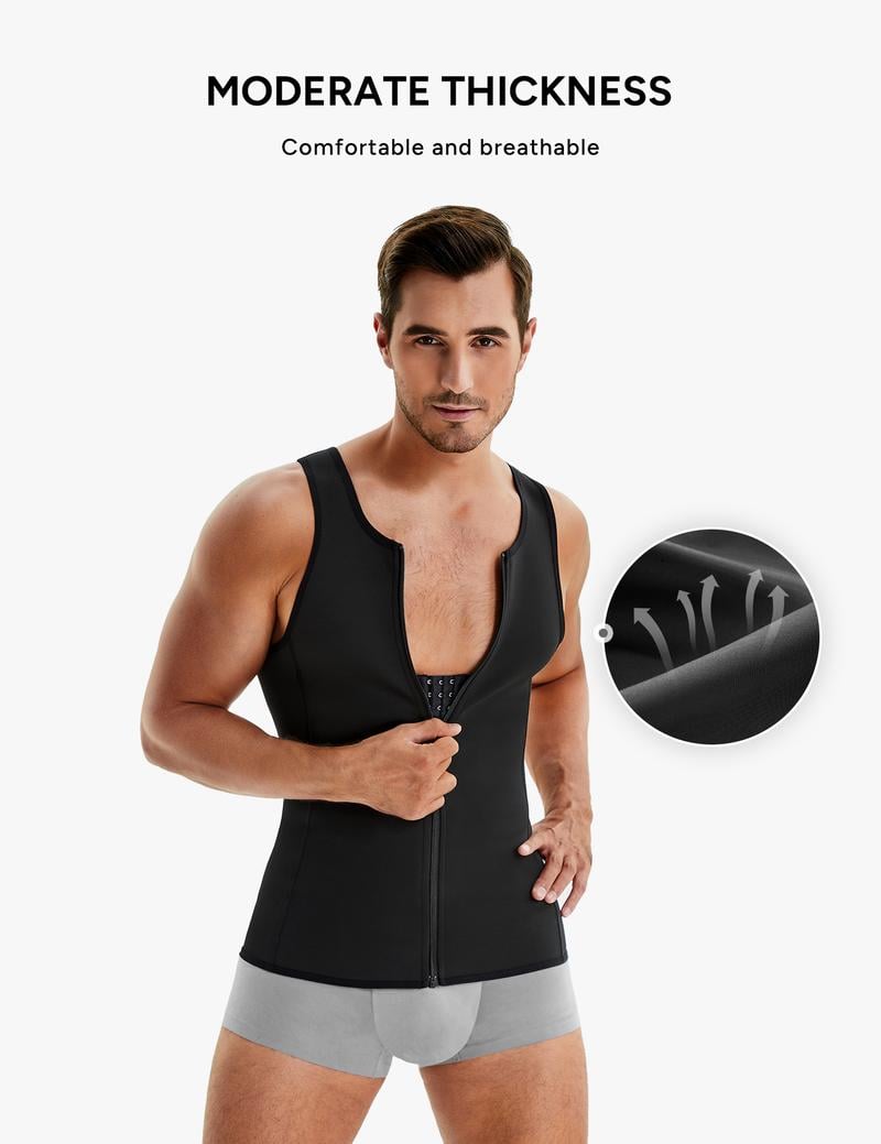 Product Introduction of 【Nebility】Men's zipper Waist Trainer Trimmer vest - double steel bone support on the back, adjustable button design, non-slip zipper, Gym Compression 17