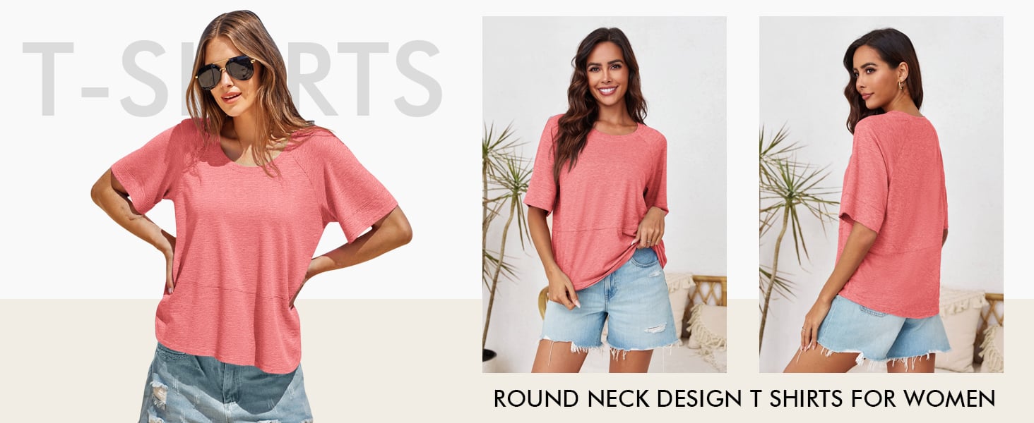 Women Summer Casual Batwing Half Sleeve T-Shirt Loose Fit Cute Basic Flowy Boxy Tops Tees Blouse