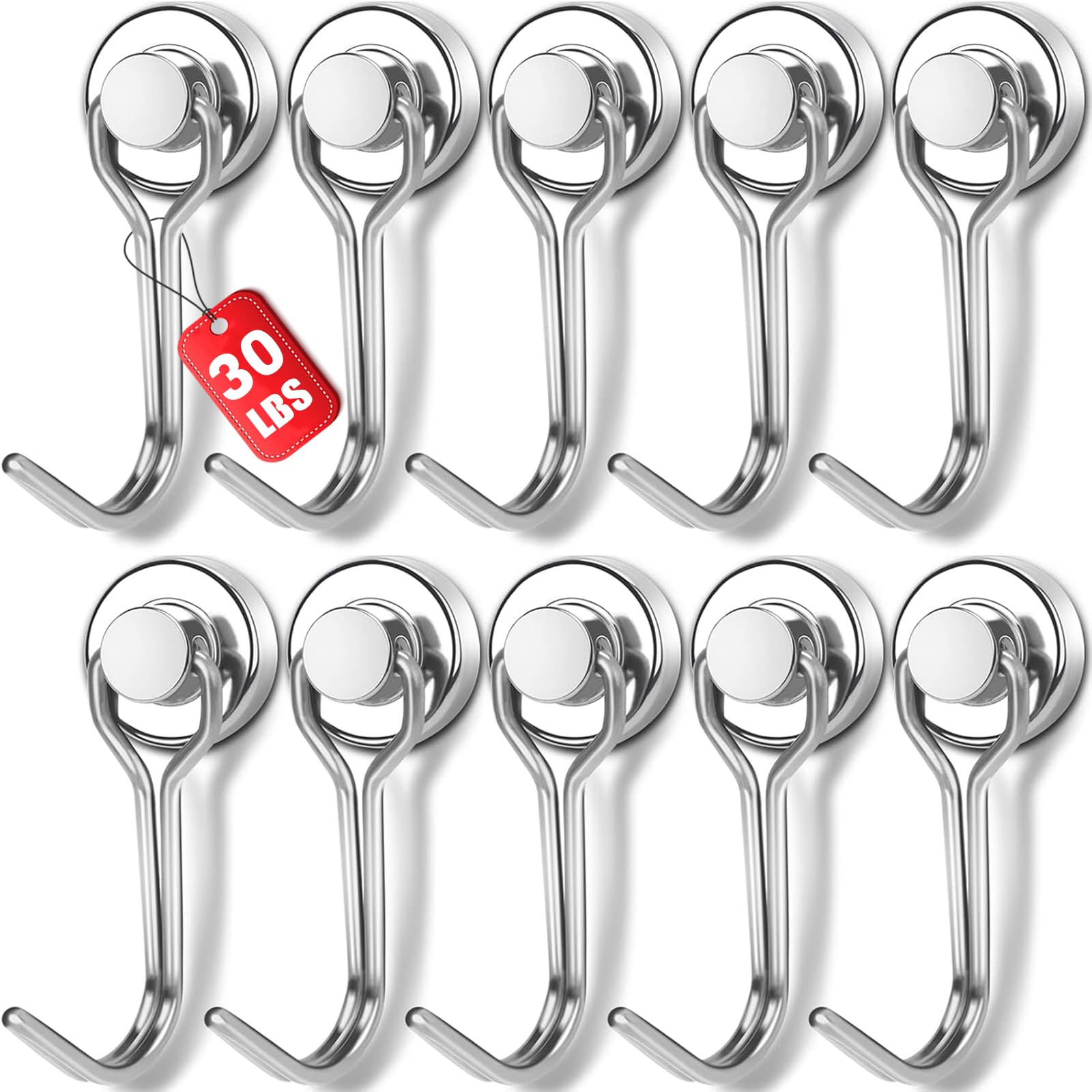 10-Pack of Swivel Magnetic Hooks