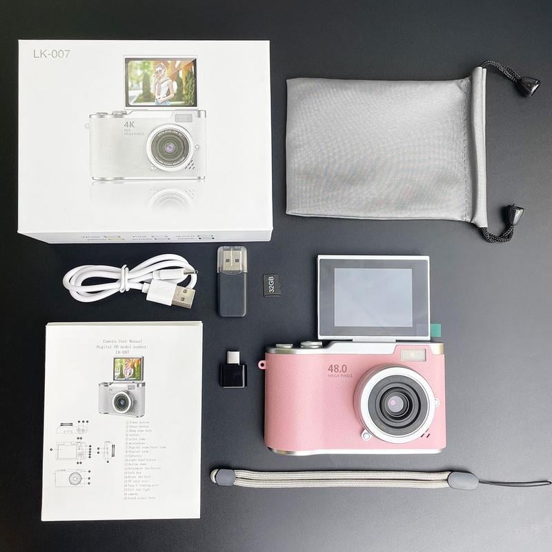 Product Introduction of 4K Foldable Screen Student Camera, 1 Count Retro CCD Card Machine, Entry-level Digital Camera, 1080P High Built-in Games & Filter Functions Camera, Mother's Day Gifts, Video 3