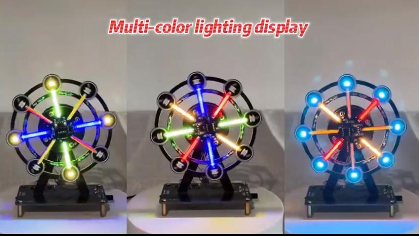 STEM Soldering Practice Kit - DIY Rotating Ferris Wheel Soder Practice Kit with 10 Light Modes, Colorful LED Electronics Soldering Projects for Adult Student Training Kit, Practical Desk Decor Present