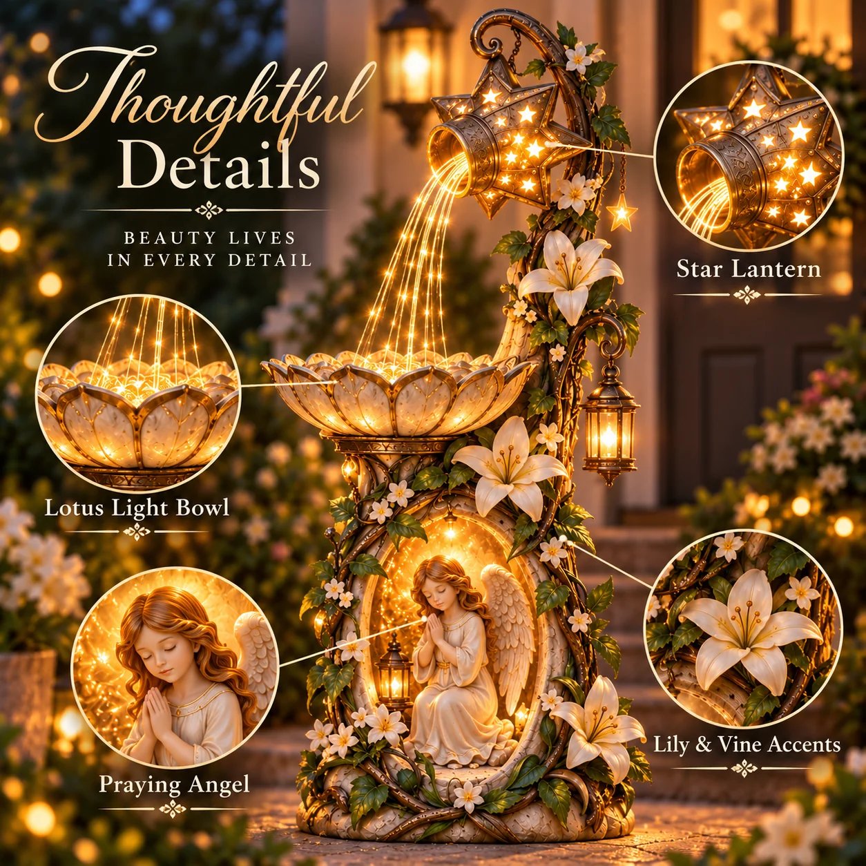 Angel starlight garden decor detail