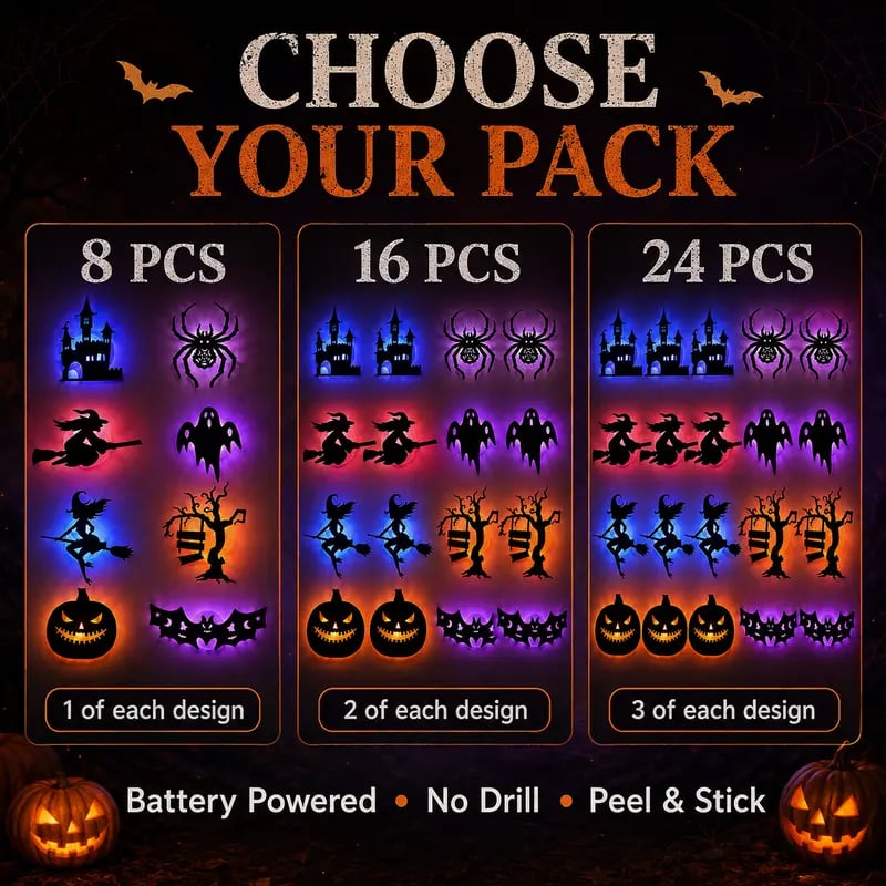 Halloween LED Stickers Size Detail