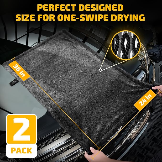 Large microfiber towel drying a vehicle