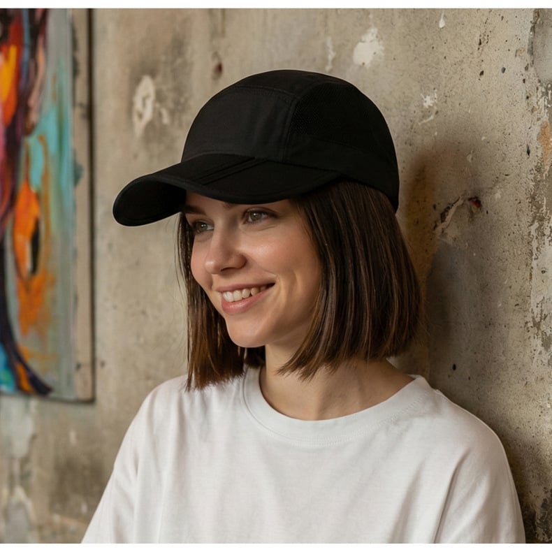 Shadow Mesh Runner Cap worn in black