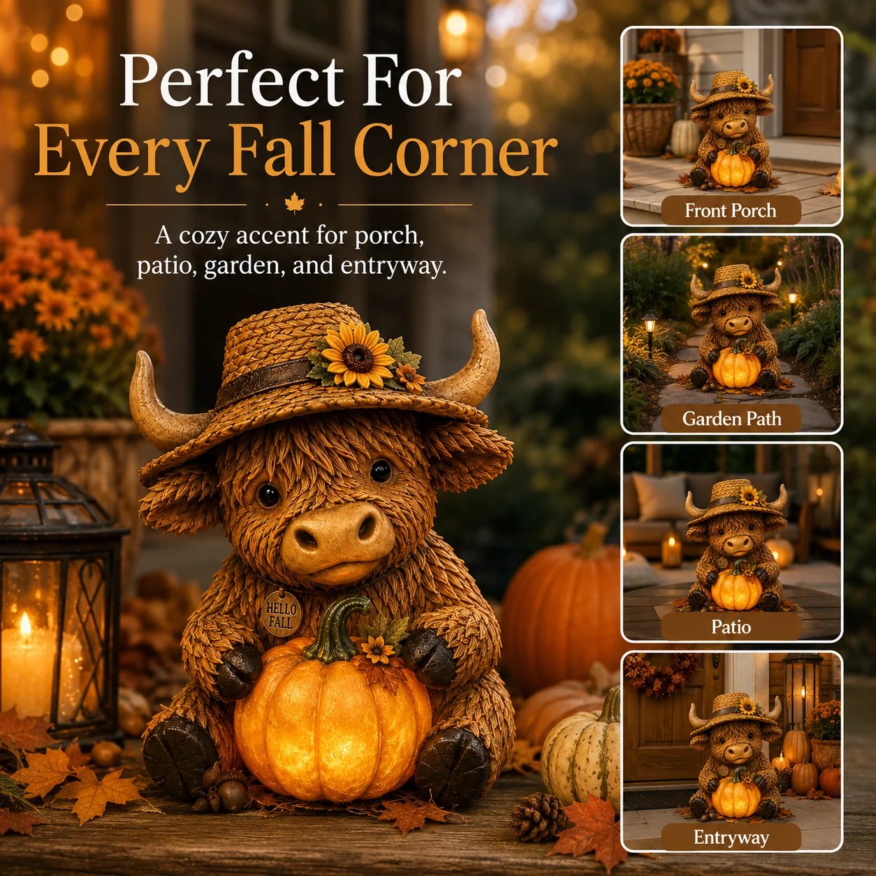 Highland Cow Pumpkin Light placement ideas
