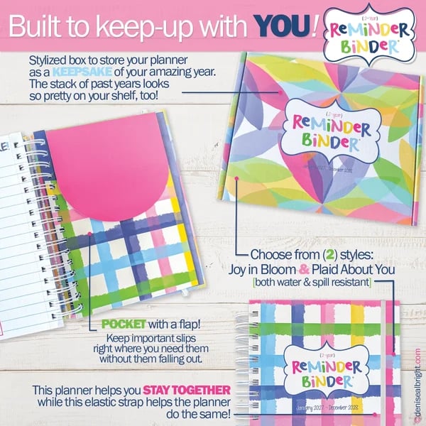 Planner storage pockets and keepsake box